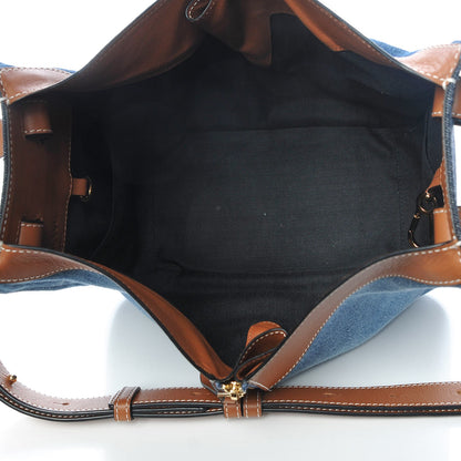 Loewe Calfskin Denim Small Hammock Shoulder Bag Blue Tan 5 of 7