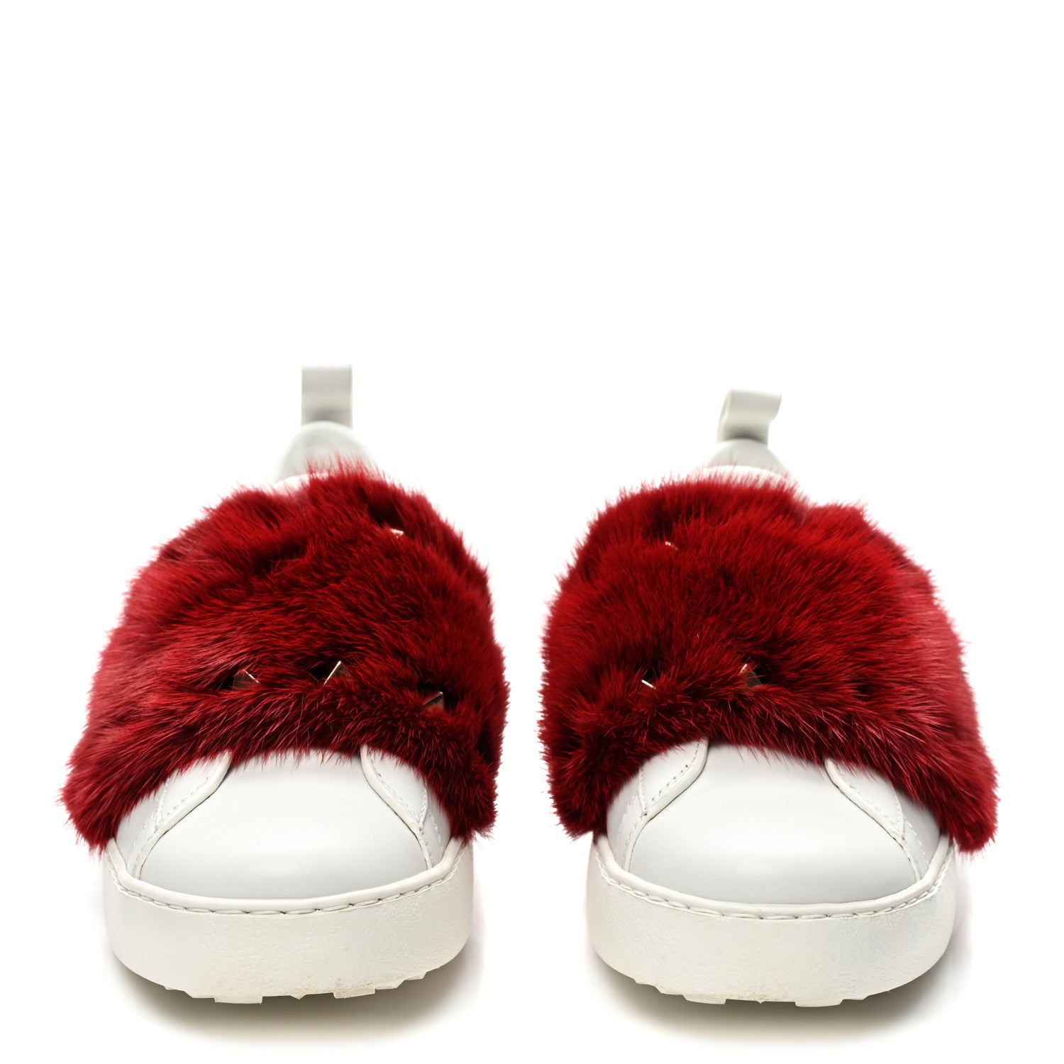 Valentino Garavani Calfskin Mink Fur Sneakers 37 White Rosso Valentino 2 of 11
