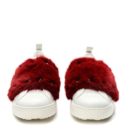 Valentino Garavani Calfskin Mink Fur Sneakers 37 White Rosso Valentino 2 of 11
