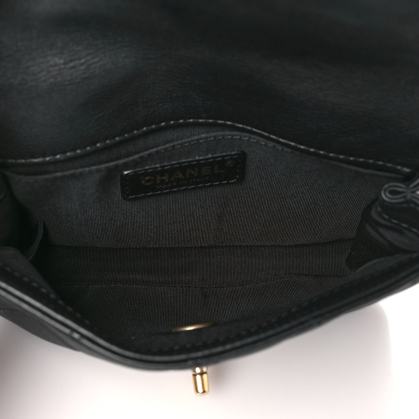 Calfskin Quilted Flap Waist Bag Black