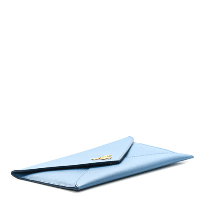 Prada Saffiano Metal Envelope Wallet Blue 4 of 7