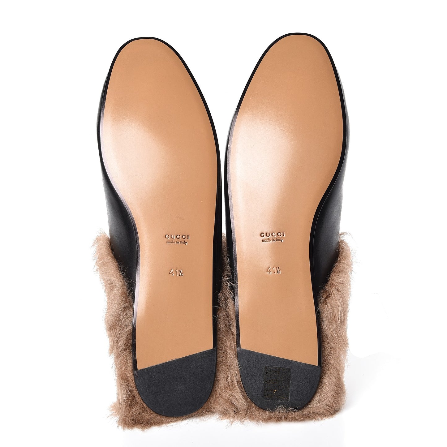 Calfskin Fur Womens Princetown Slippers 41.5 Black
