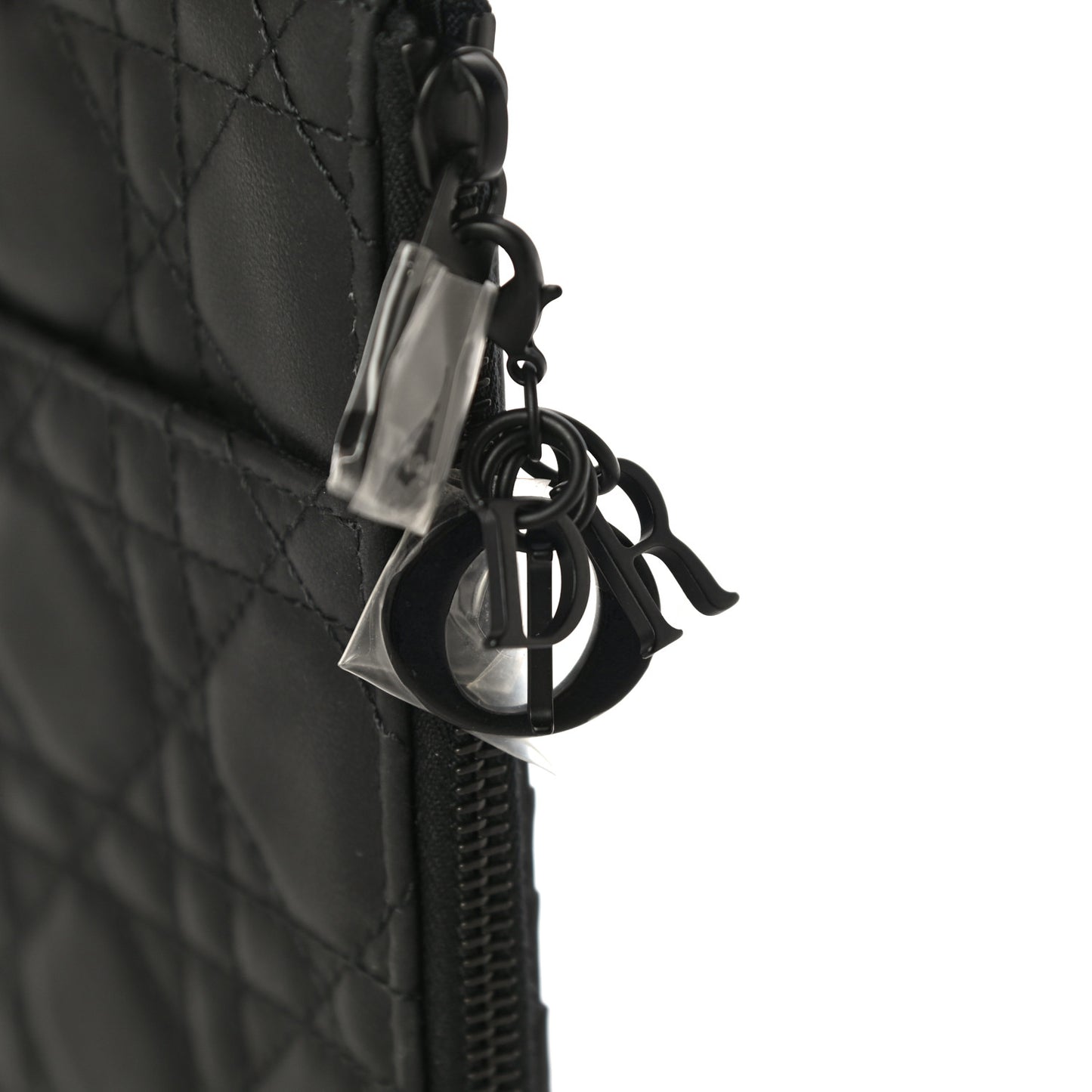 Ultra Matte Calfskin Cannage Large Lady Dior Zip Wallet Black