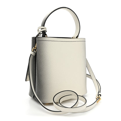 Prada Saffiano Cuir Small Panier Bucket Bag White Sfumato 3 of 10