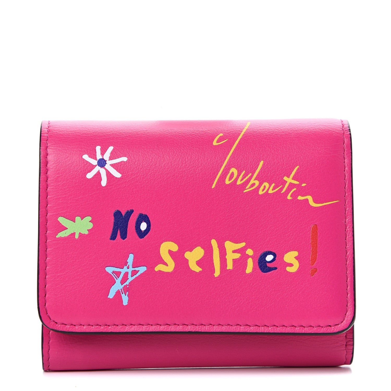Christian Louboutin Calfskin No Selfies Script Mini Loubigaga Wallet Pink 1 of 7