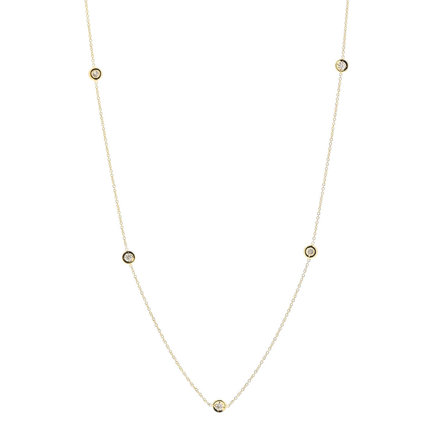 18K Yellow Gold Diamond .25ct Diamonds By The Inch Five Station Necklace