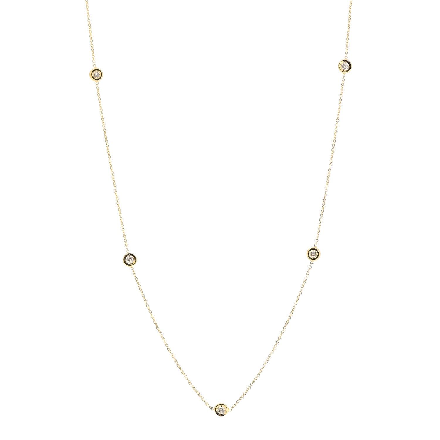 Roberto Coin 18K Yellow Gold Diamond .25ct Diamonds By The Inch Five Station Necklace 1 of 6