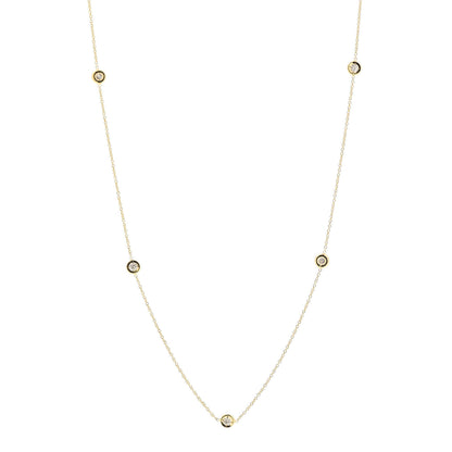 Roberto Coin 18K Yellow Gold Diamond .25ct Diamonds By The Inch Five Station Necklace 1 of 6