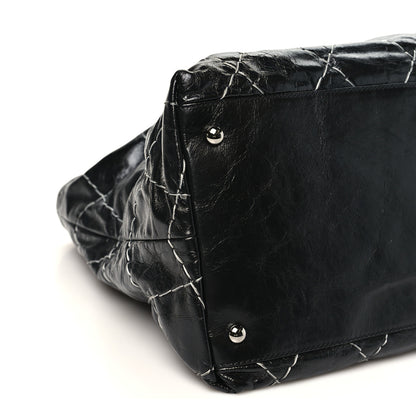 Chanel Glazed Goatskin Double Contrast Stitch Tote Black 9 of 10
