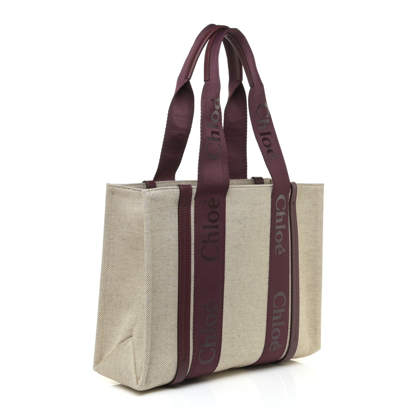 Cotton Calfskin Medium Woody Ribbon Tote Burgundy