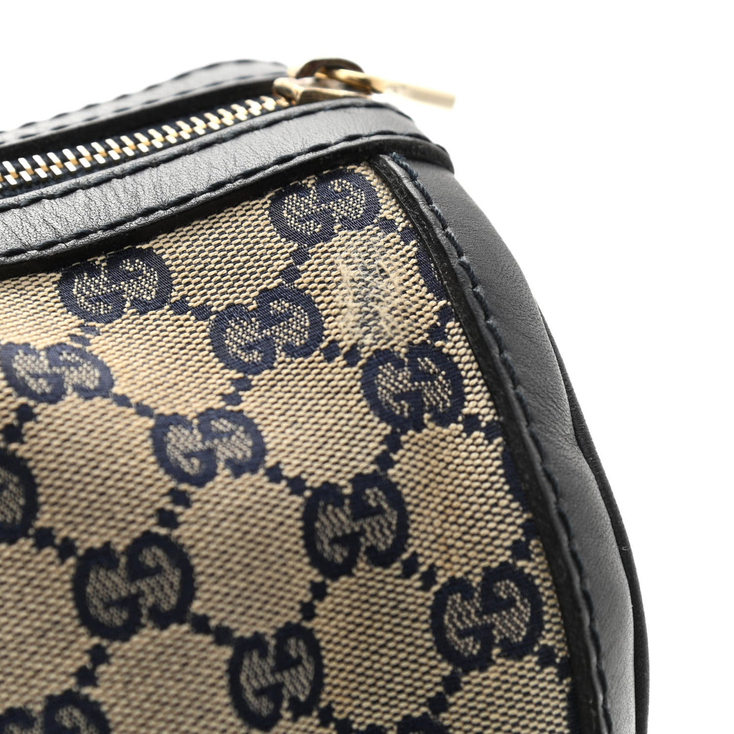Monogram Selleria Calfskin Vintage Web Medium Boston Beige Blue