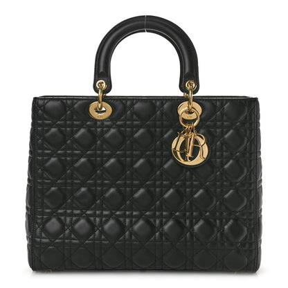 Christian Dior Lambskin Cannage Large Lady Dior Black 1 of 11