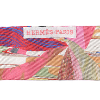 Hermes Silk Marble Silk Twilly Rose Vert Violet 3 of 4