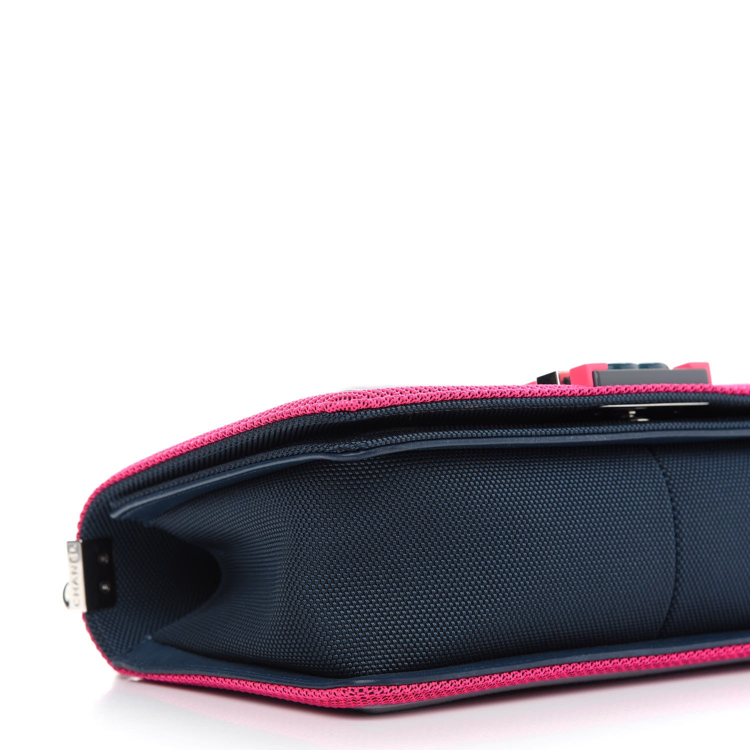 Chanel Canvas Quilted Medium Fluo Boy Flap Dark Navy Fuchsia Grey 8 of 9