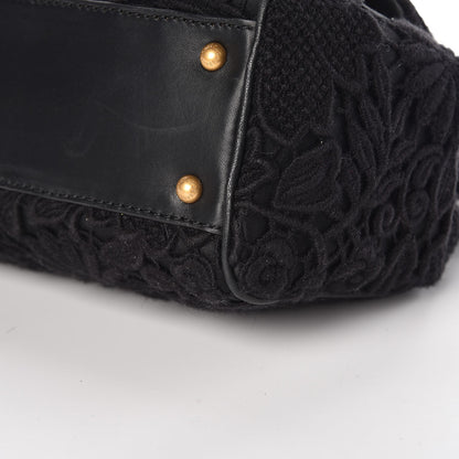 Dolce & Gabbana Calfskin Medium Embroidered Laser Cut Miss Sicily Satchel Black 10 of 10