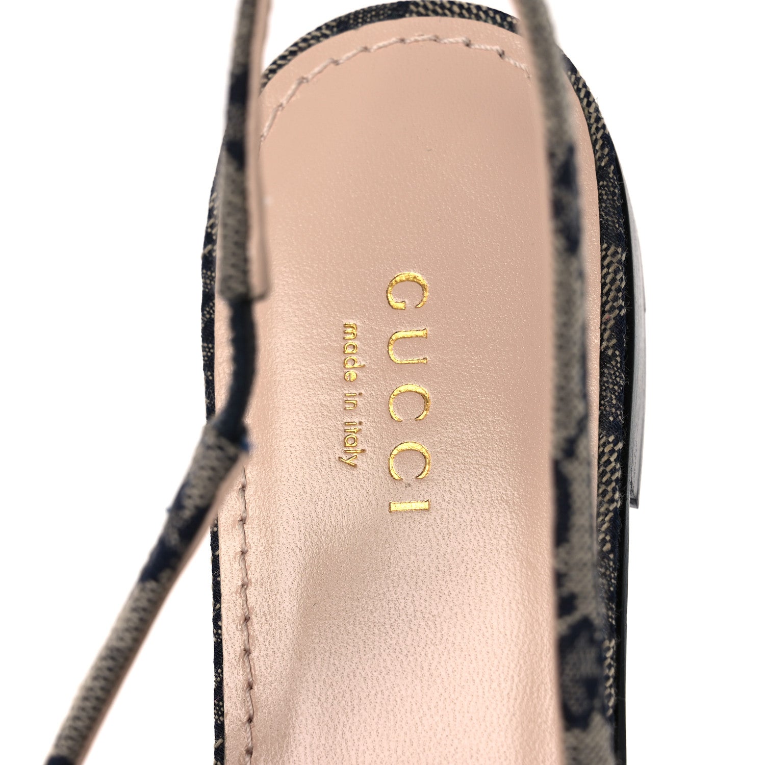 Gucci Monogram Horsebit Womens Slingback Ballet Flat 37.5 Beige Blue 9 of 13
