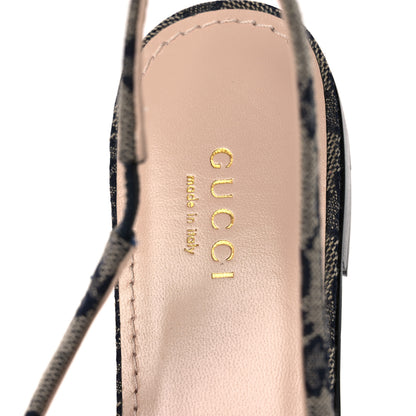 Gucci Monogram Horsebit Womens Slingback Ballet Flat 37.5 Beige Blue 9 of 13