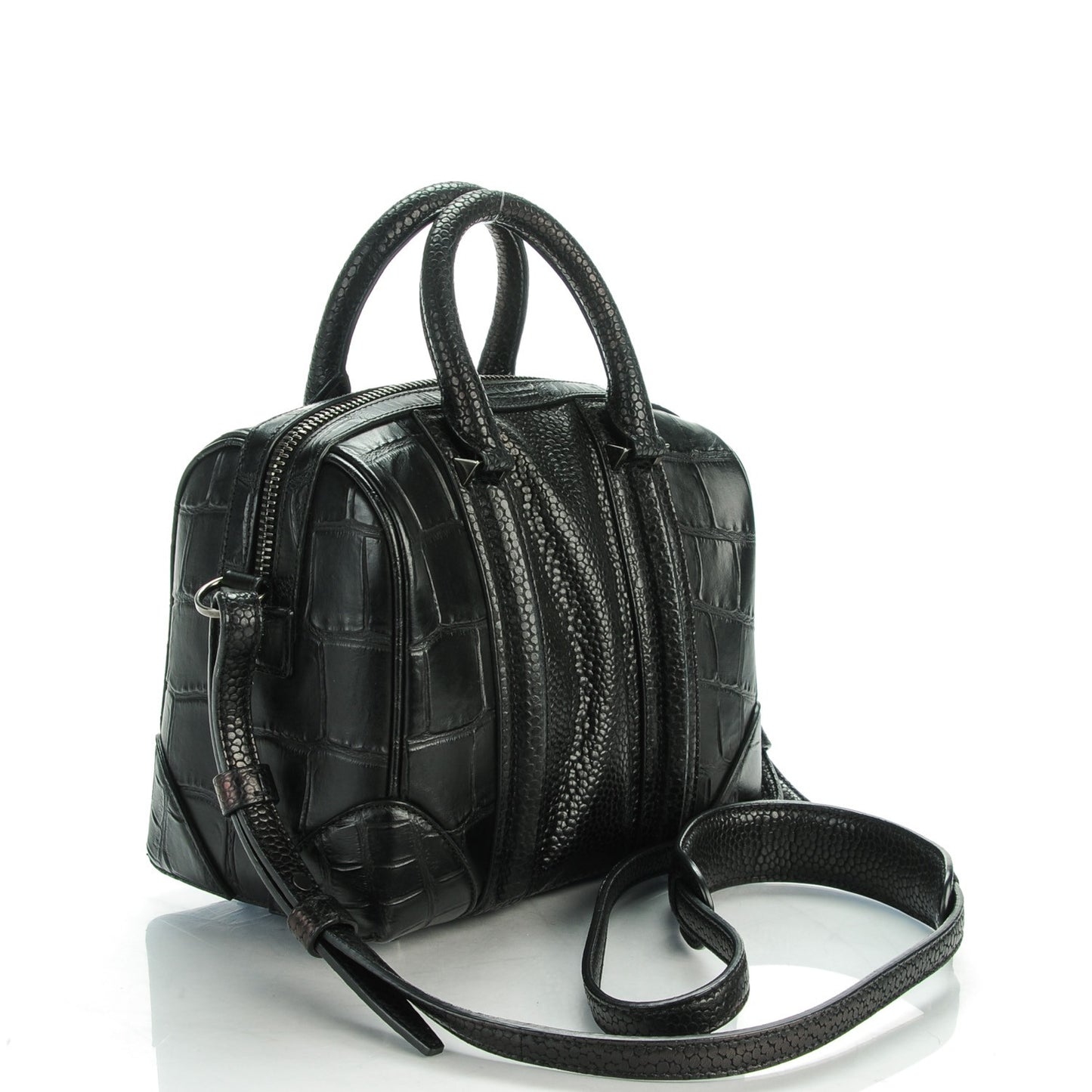 Calfskin Crocodile Embossed Mini Lucrezia Black