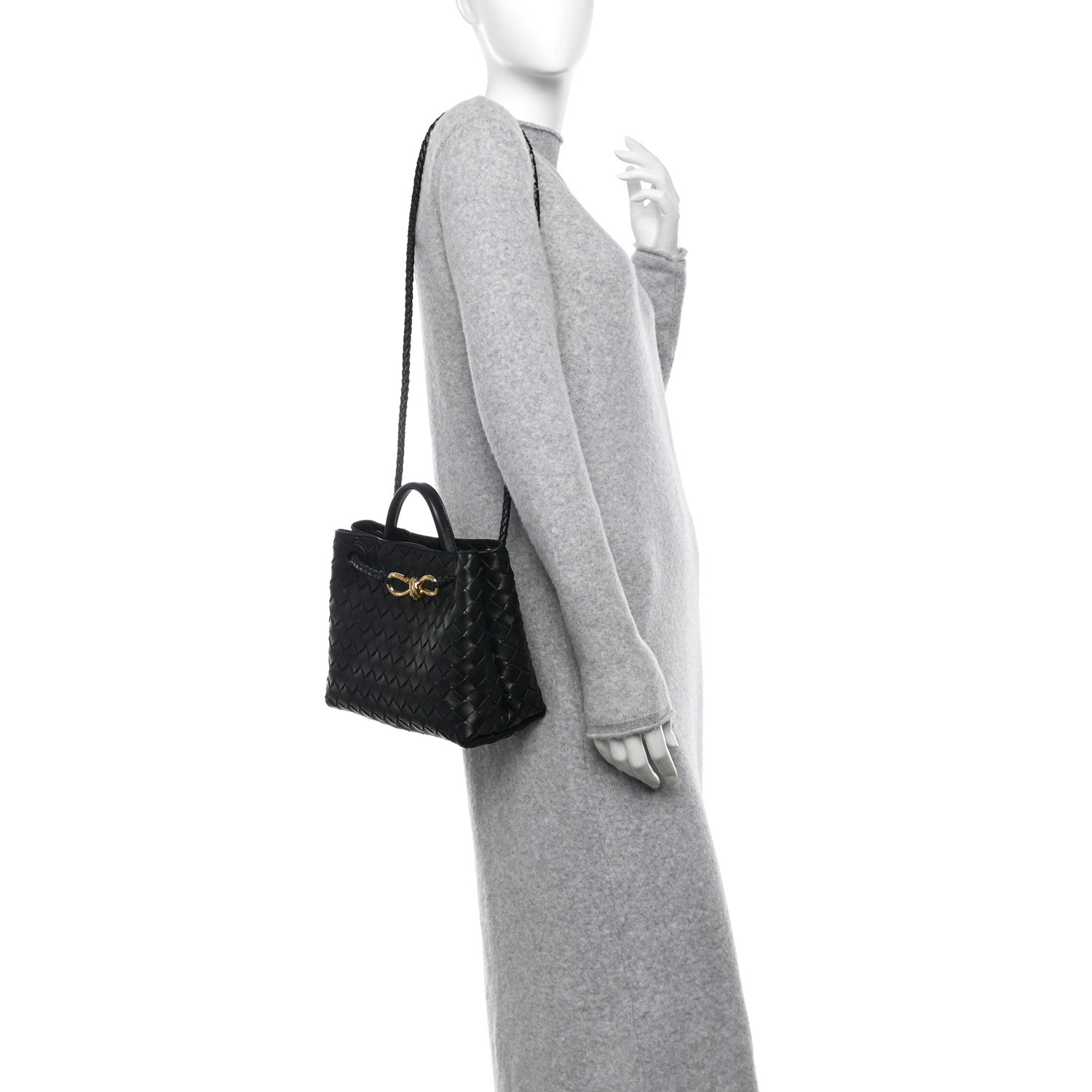 Bottega Veneta Nappa Intrecciato Small Andiamo Shoulder Bag Black 2 of 9