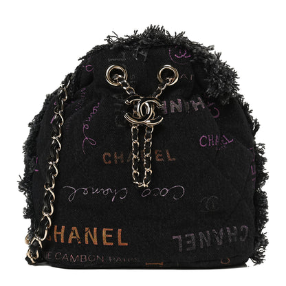 Chanel Denim Quilted Mood Small Bucket With Chain Black Multicolor 1 of 9