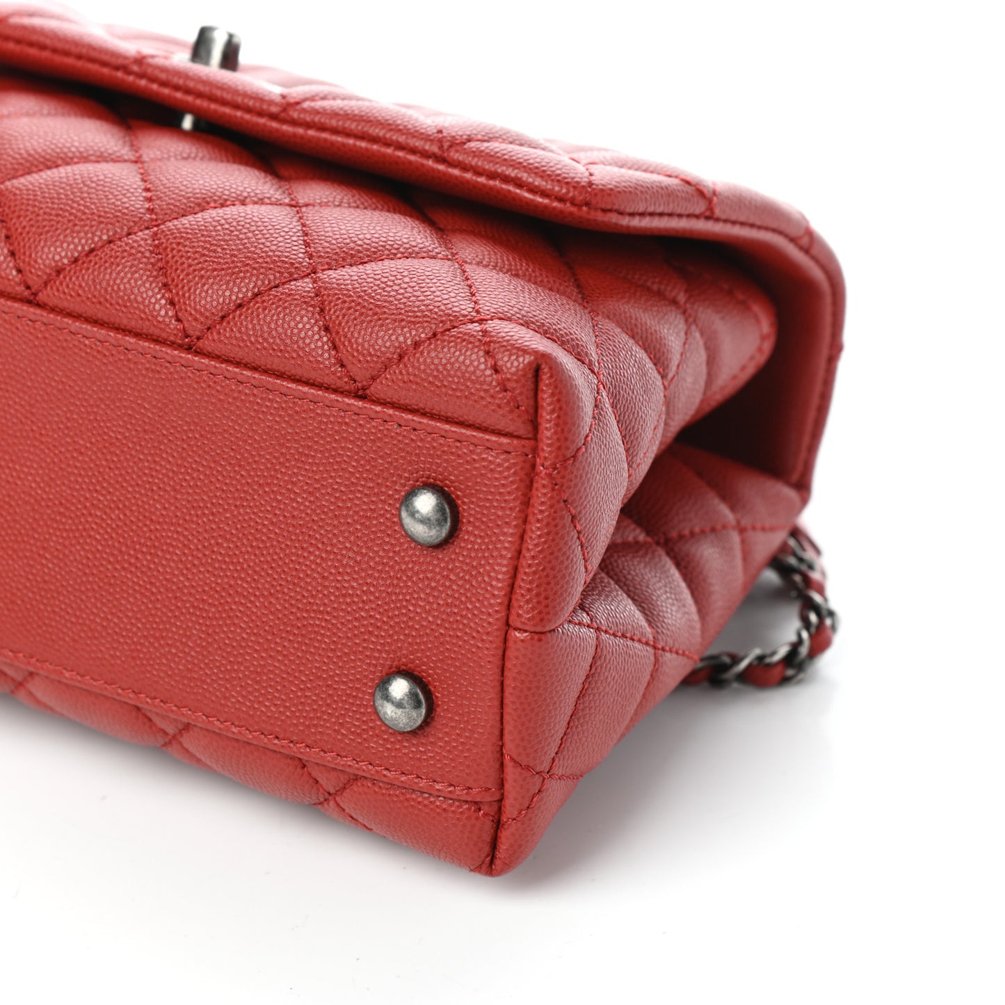 Caviar Quilted Mini Coco Handle Flap Dark Red