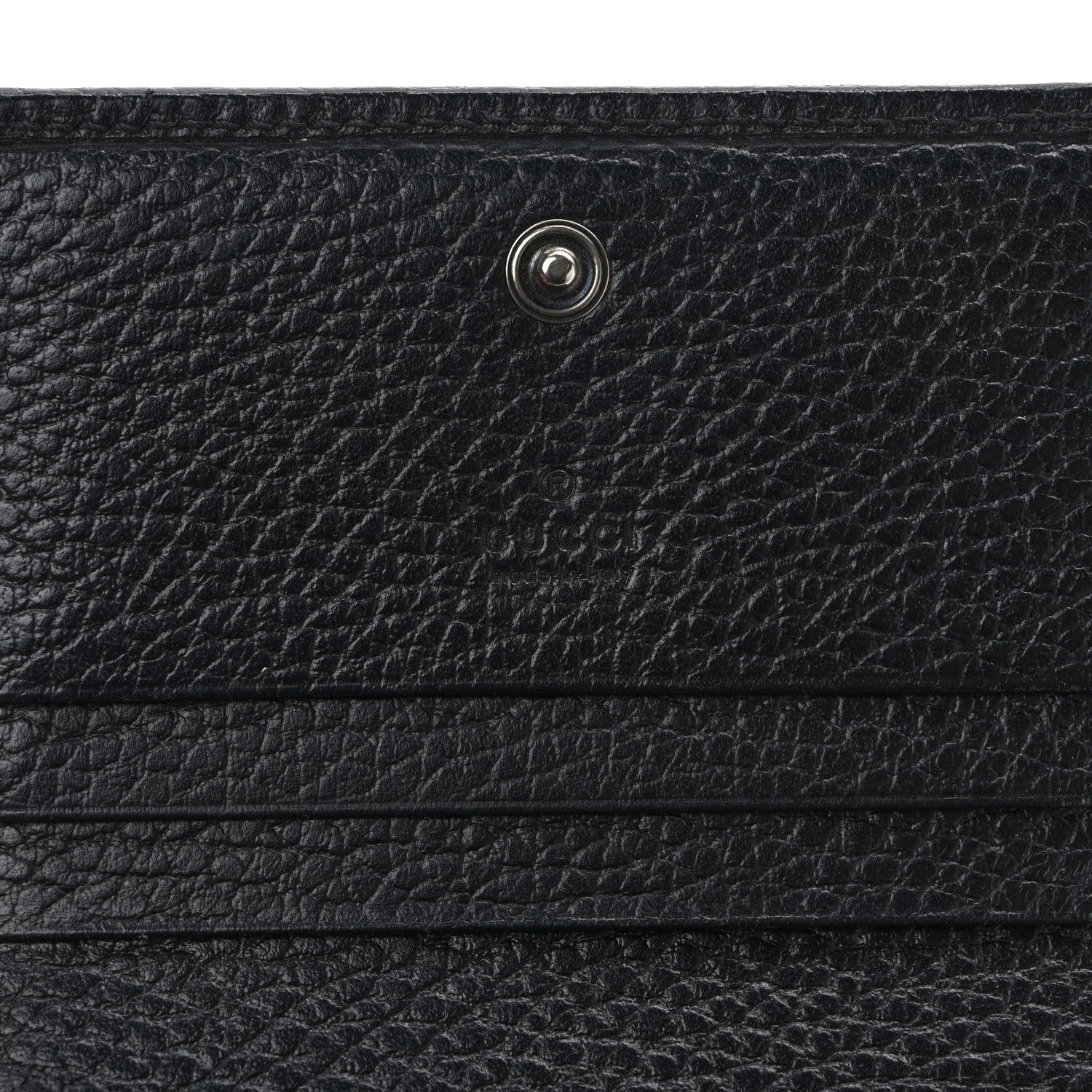 Gucci Dollar Calfskin Enamel Monochrome GG Marmont Card Case Black 7 of 8
