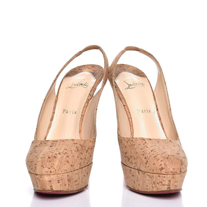 Christian Louboutin Cork Bianca 140 Slingback Pumps 40.5 Natural 5 of 13