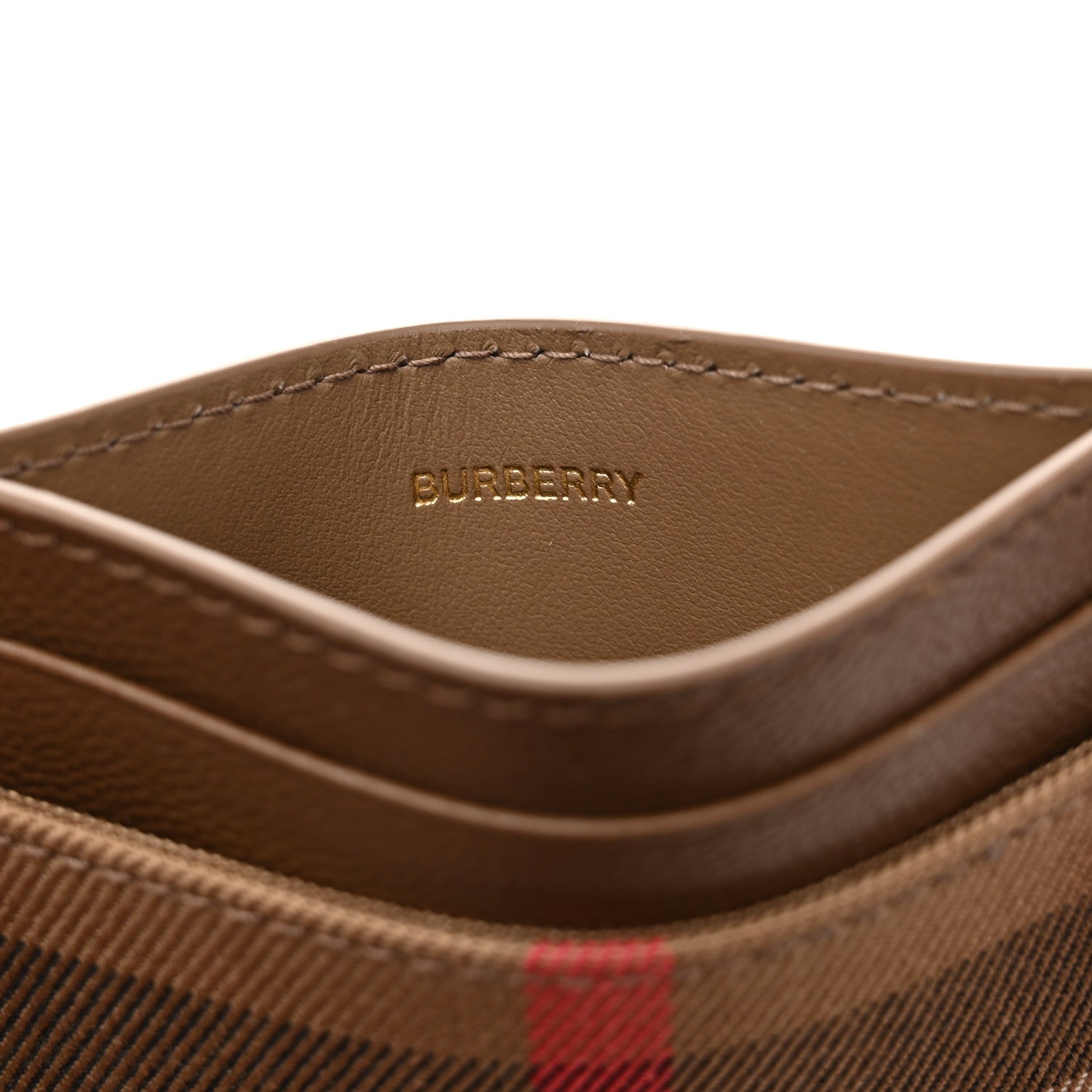 Burberry Grainy Calfskin Vintage Check Sandon Card Case Tan 6 of 8