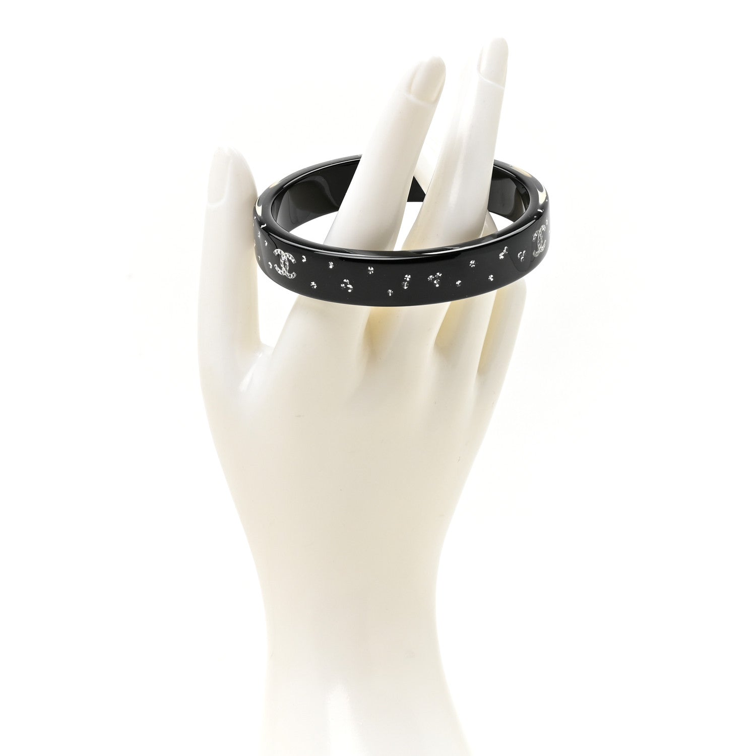 Chanel Resin Crystal CC Bangle Black 2 of 4