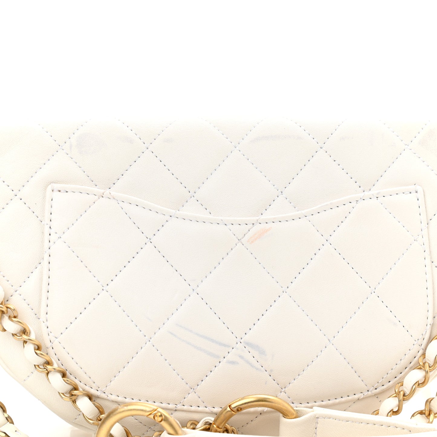Lambskin Quilted All About Chains Waist Belt Bag White