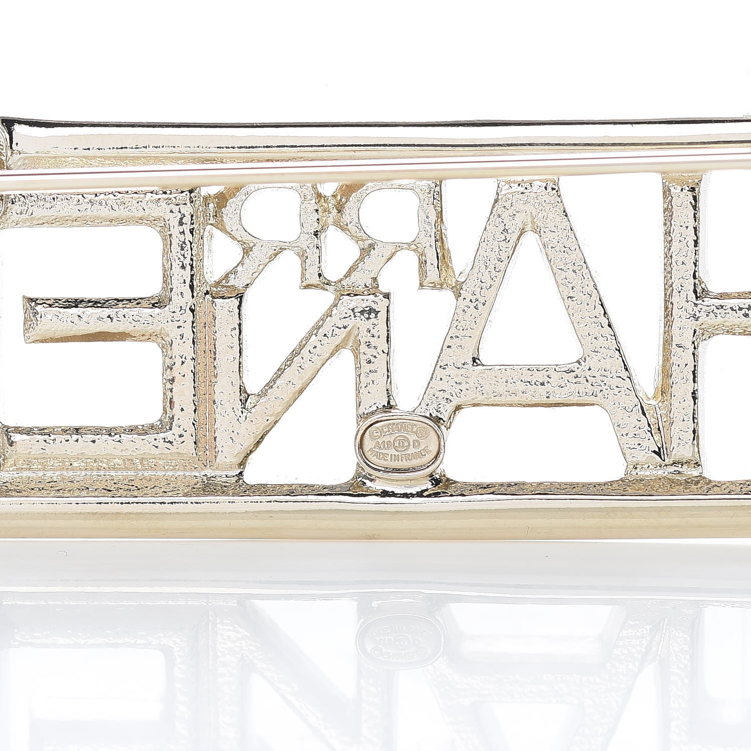Chanel x Pharrell Williams Crystal Logo Brooch Gold 4 of 5