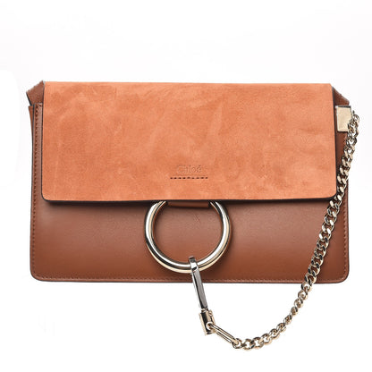 Chloe Suede Calfskin Small Faye Shoulder Bag Tobacco 1 of 8