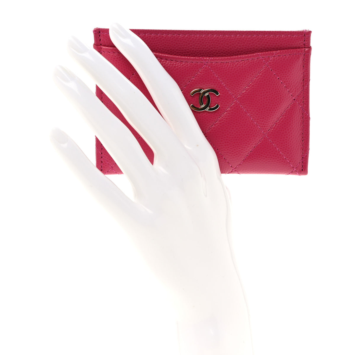 Chanel Caviar Quilted Card Holder Fuchsia 2 of 8
