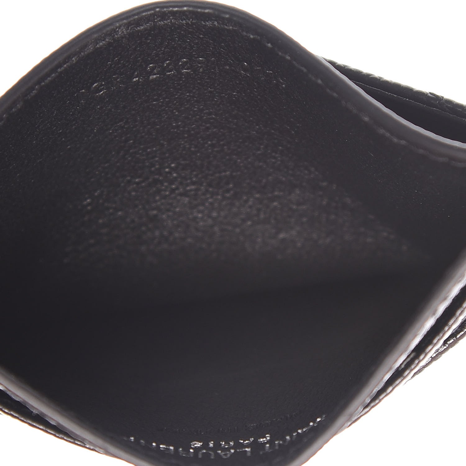 Saint Laurent Grain De Poudre Matelasse Chevron Monogram Credit Card Case Black 5 of 7