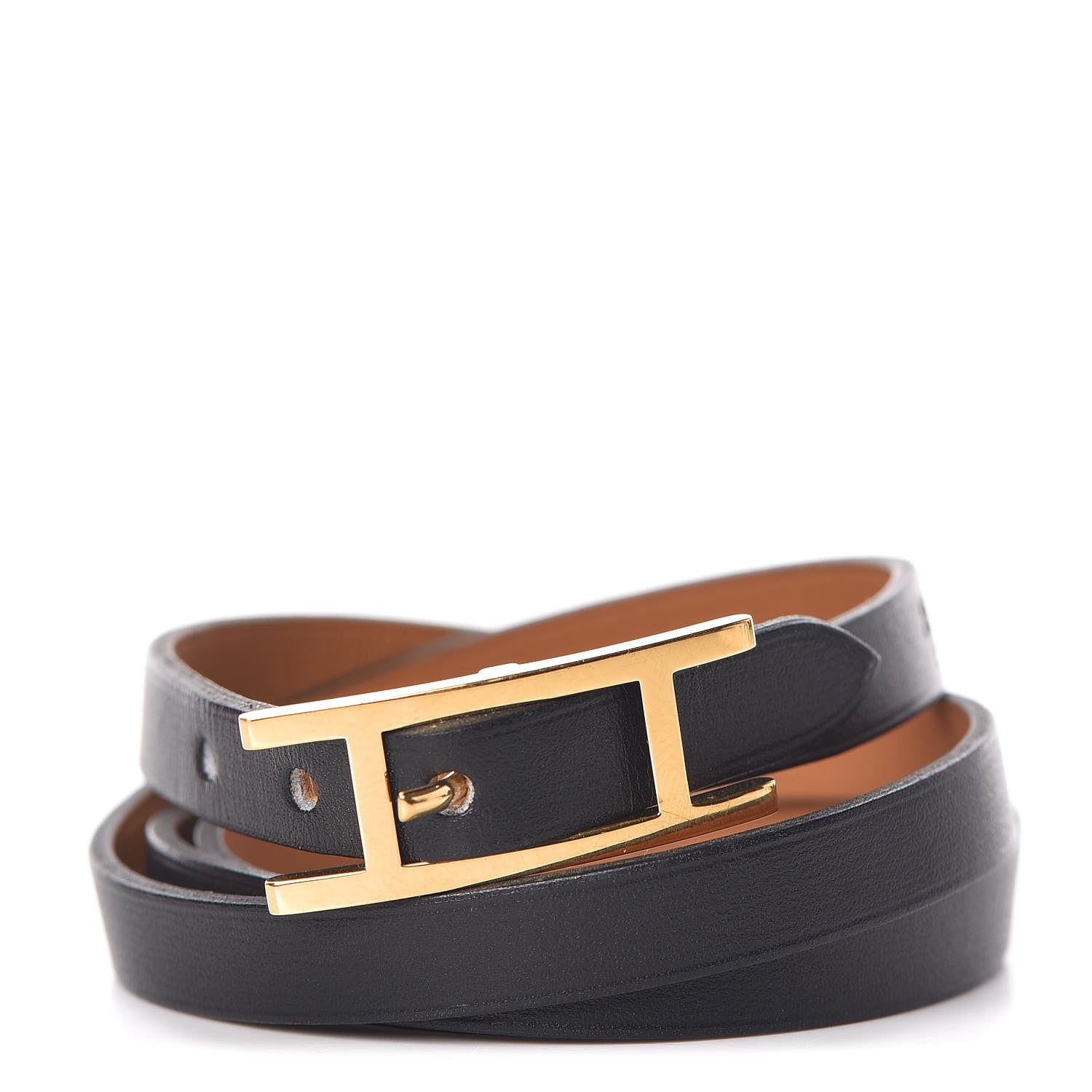 Hermes Chamonix Hapi 3MM Triple Tour Wrap Bracelet S Black 1 of 6