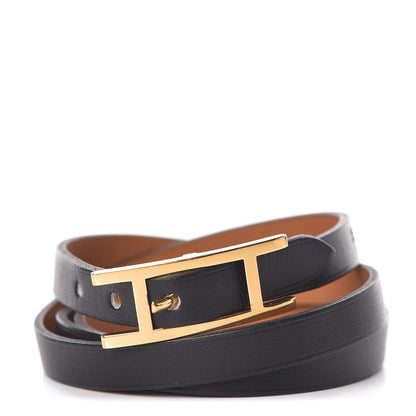 Hermes Chamonix Hapi 3MM Triple Tour Wrap Bracelet S Black 1 of 6