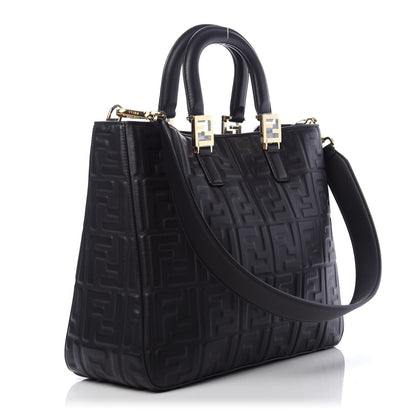 Fendi Nappa FF 1974 Embossed Medium FF Tote Black 3 of 10