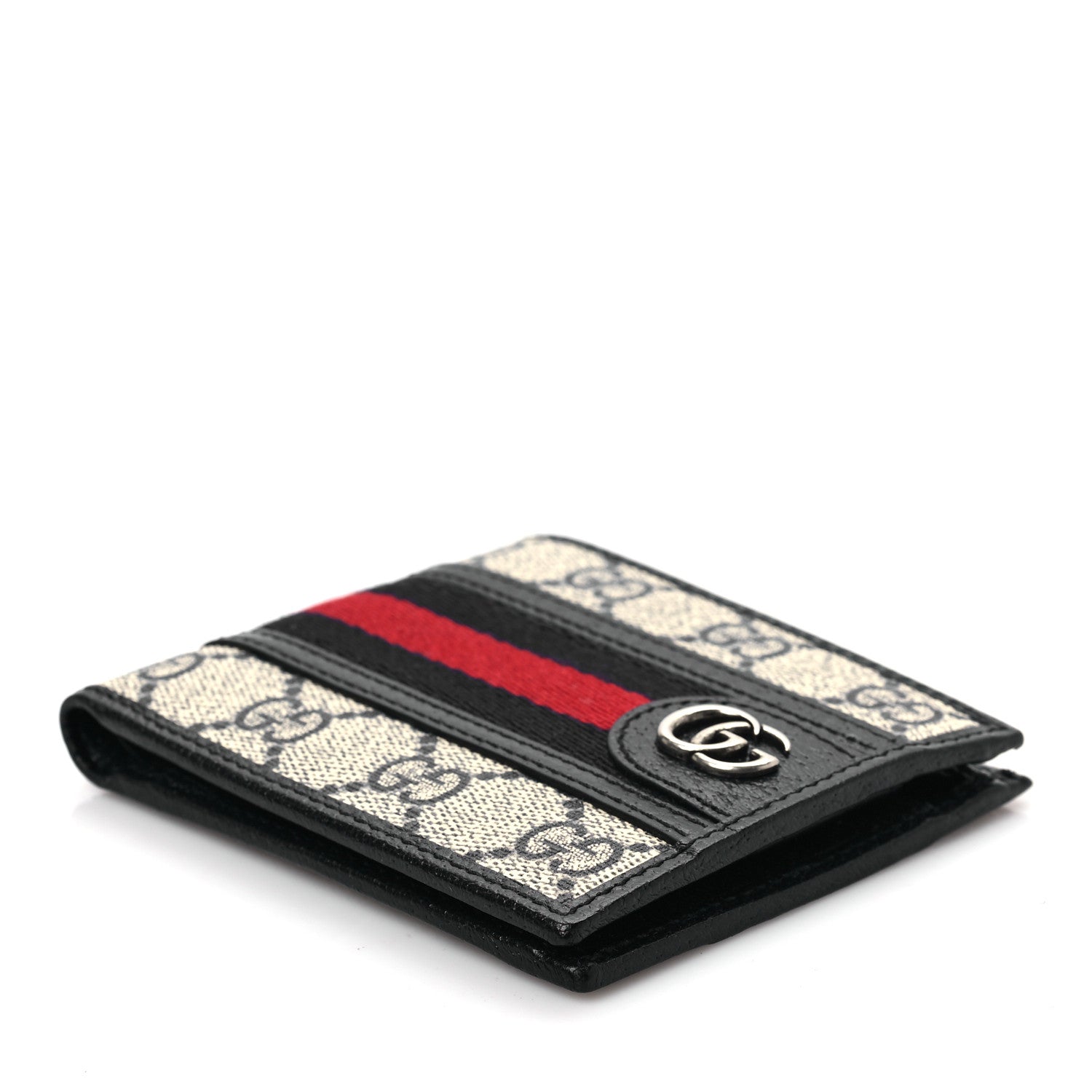 Gucci GG Supreme Monogram Web Mens Ophidia Bi-Fold Coin Wallet Beige Blue 7 of 7