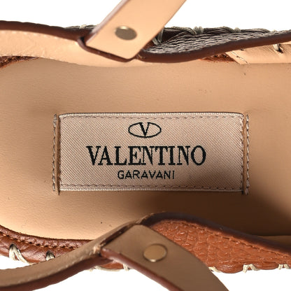 Valentino Garavani Grained Calfskin Rockstud Ankle Strap Espadrille Wedge Sandals 39 Cuoio Natural 7 of 7