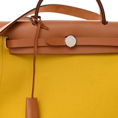 Hermes Vache Hunter Toile Officier Herbag Zip PM 31 PM Natural Jaune De Naples 7 of 12