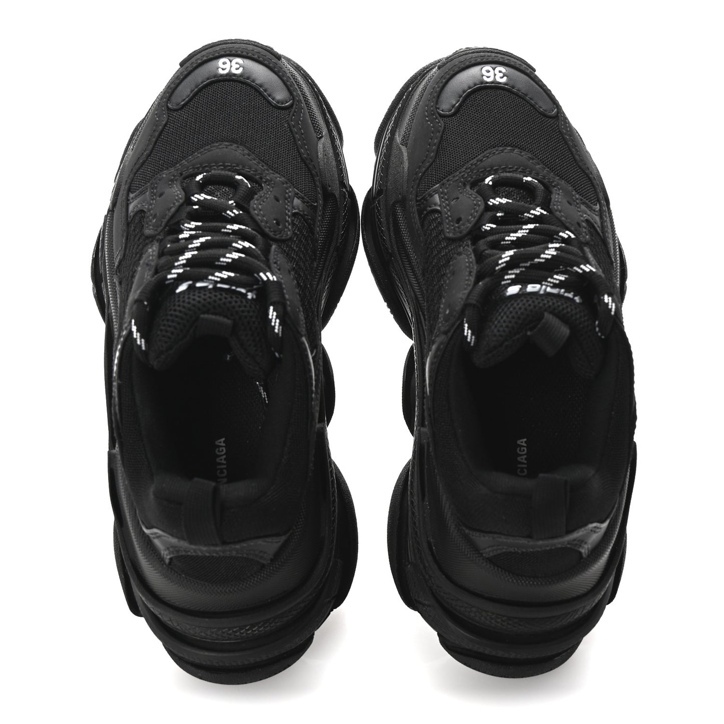 Fabric Mesh Womens Triple S Sneakers 36 Black