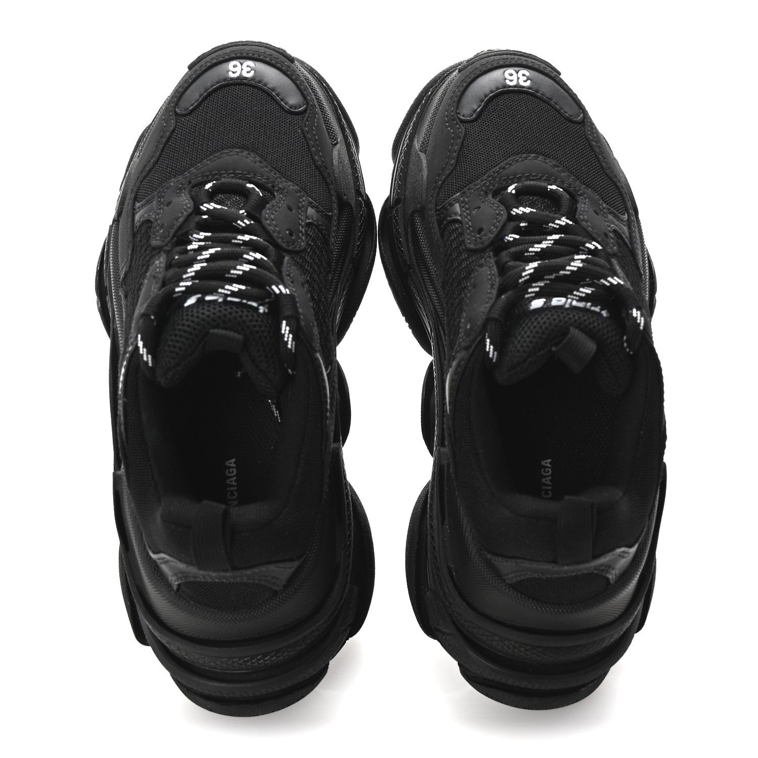 Balenciaga Fabric Mesh Womens Triple S Sneakers 36 Black 2 of 10