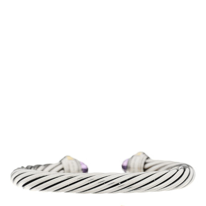 David Yurman Sterling Silver 14K Yellow Gold Amethyst 7mm Cable Classics Bracelet 2 of 3
