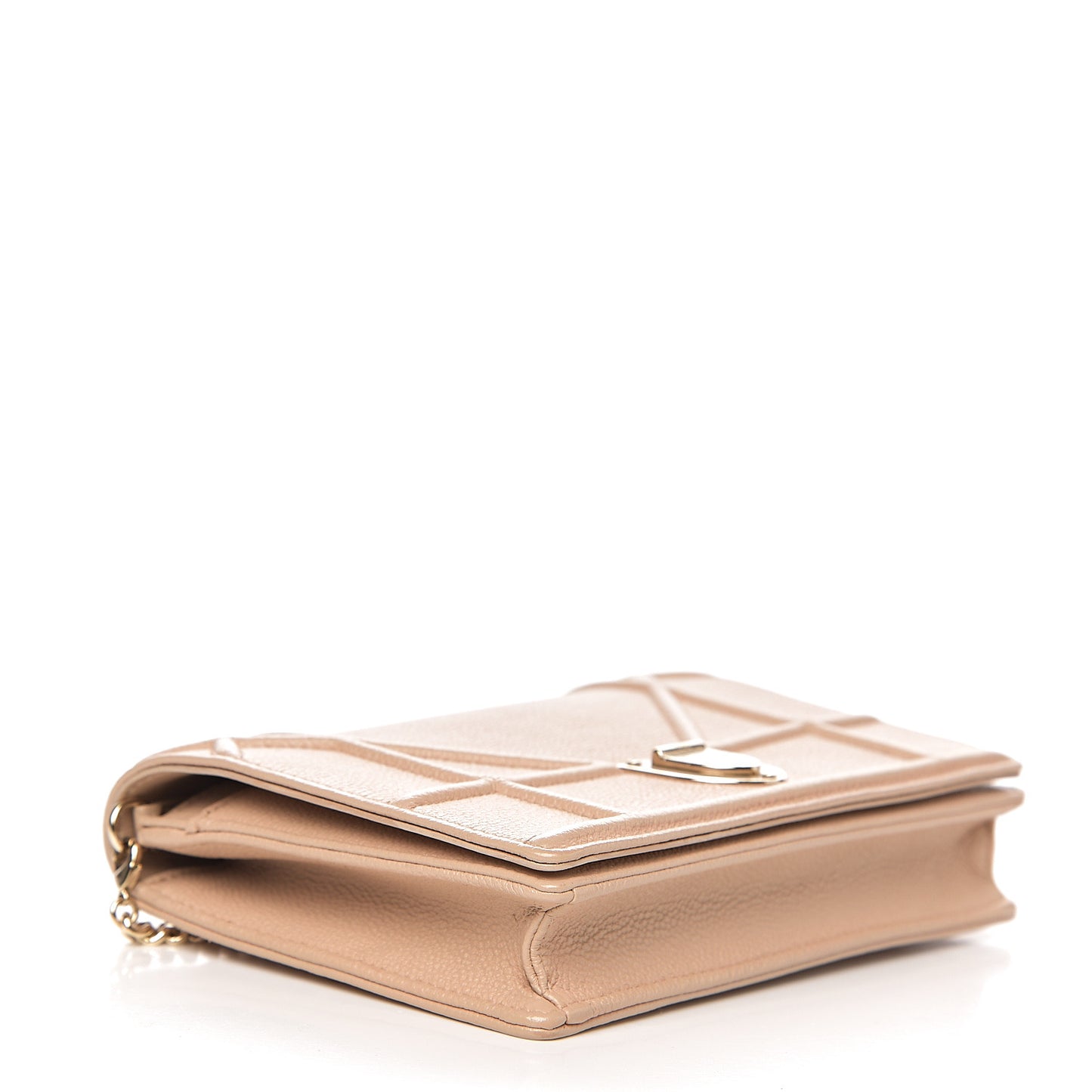 Grained Calfskin Diorama Wallet on Chain Pouch Nude