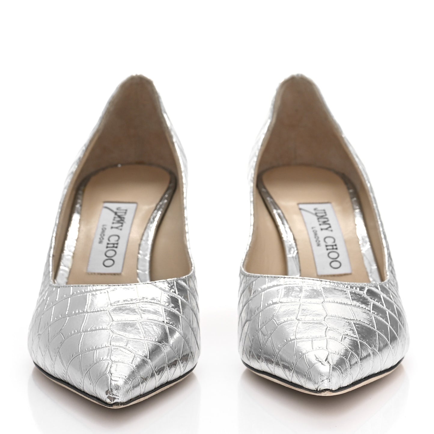 Crocodile Embossed Calfskin Love 65 Pump 37 Silver