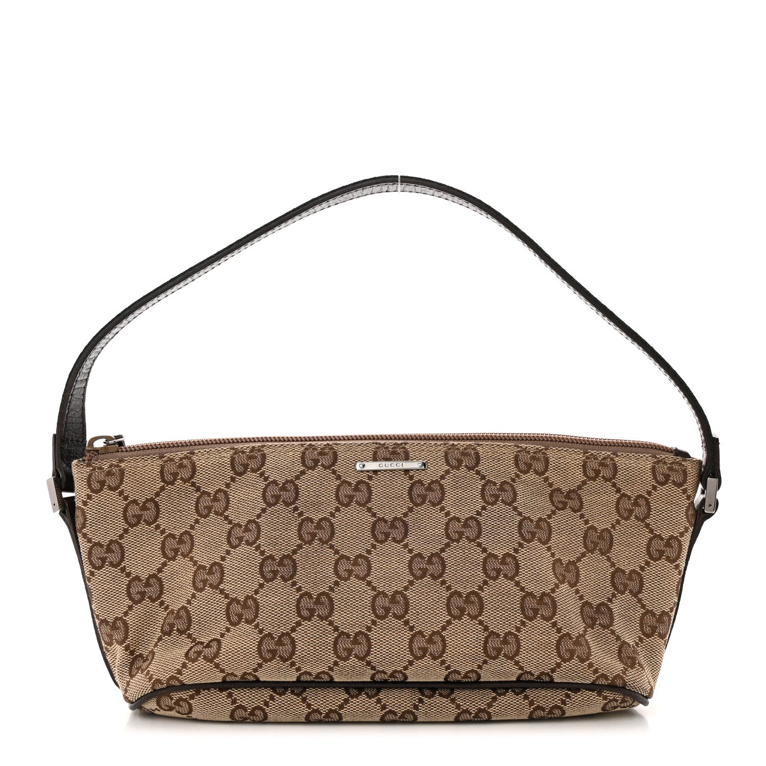 Gucci Monogram Web Boat Pochette Brown 1 of 12