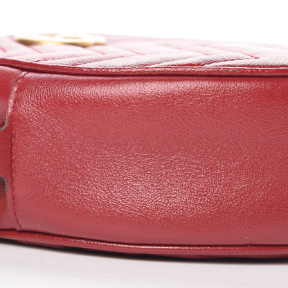 Gucci Glazed Calfskin Matelasse Heart Mini GG Marmont Round Shoulder Bag Romantic Cerise 8 of 9