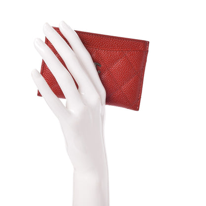 Chanel Caviar Quilted Card Holder Dark Red 2 of 9