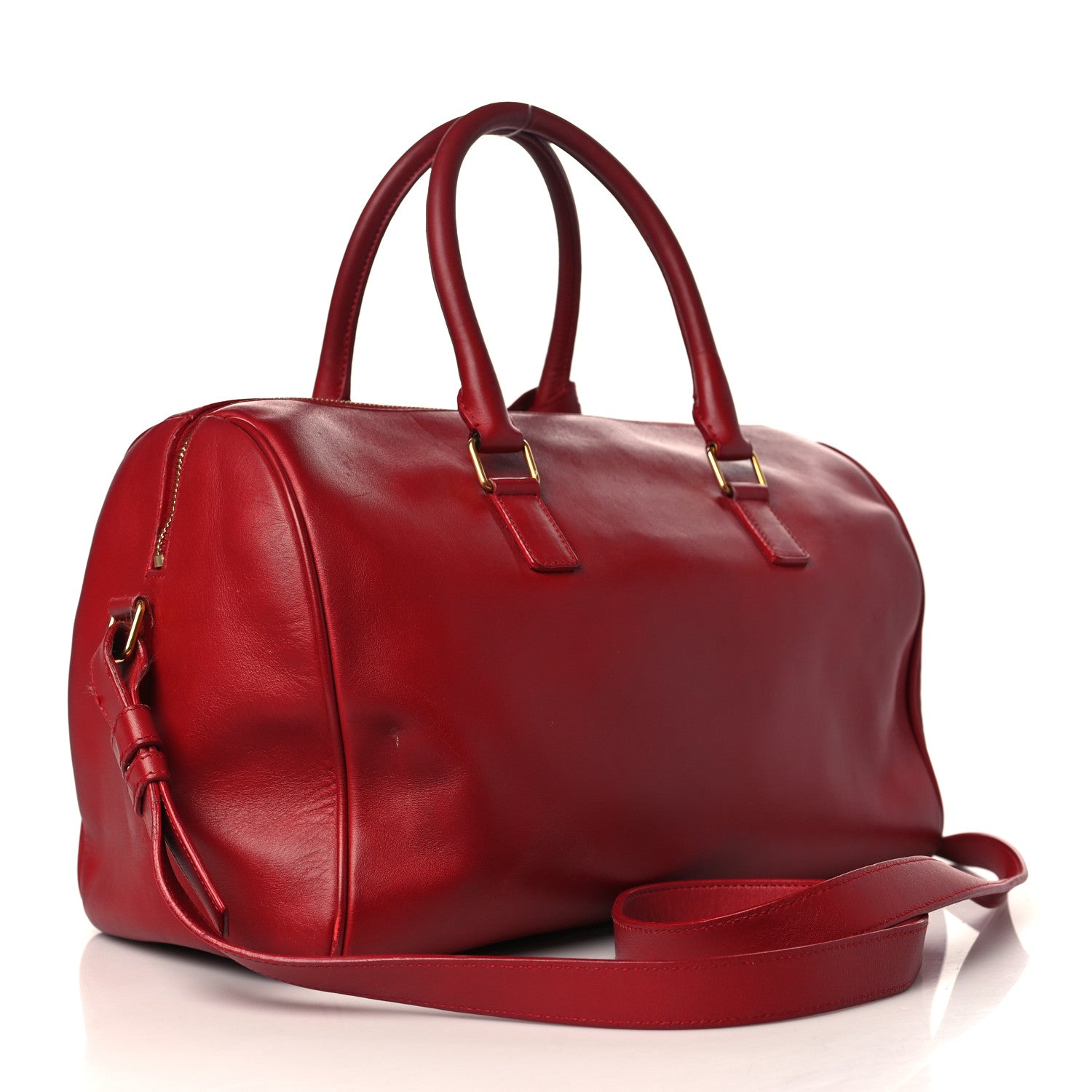 Saint Laurent Calfskin Classic Duffle 6 Red 3 of 14