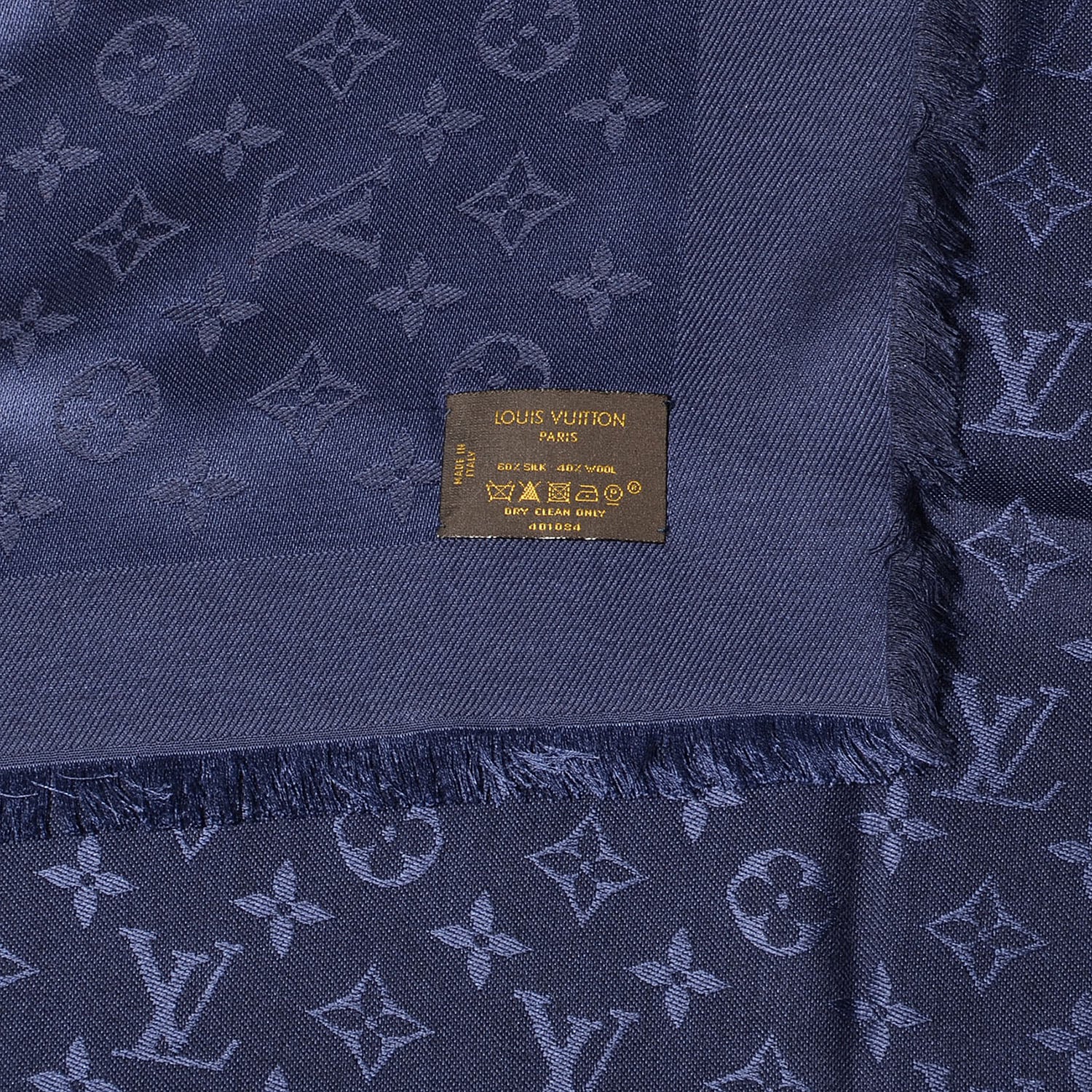 Louis Vuitton Wool Silk Monogram Shawl Blue Nuit 5 of 5